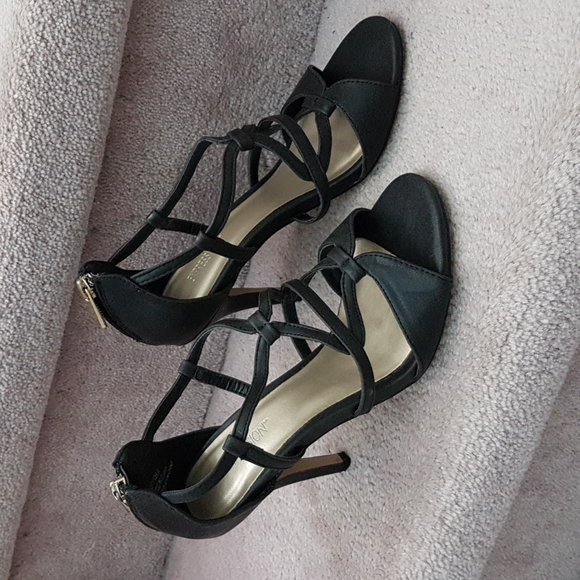 Expression Black Strappy Heels - Picture 2 of 7